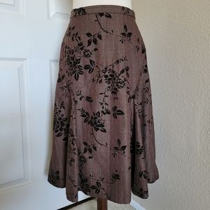 Vintage Pleated Midi Brown Skirt Size XS